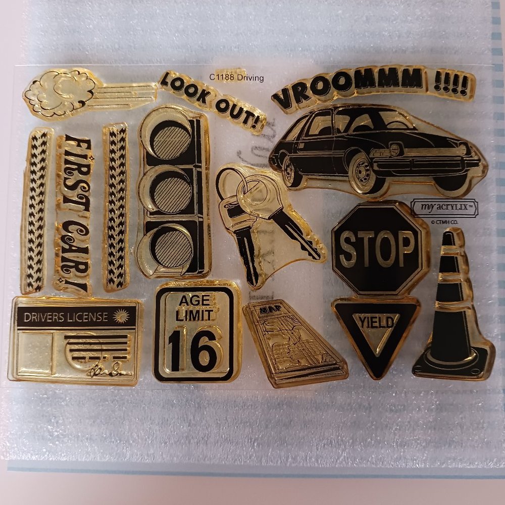 Driving acrylic stamp set